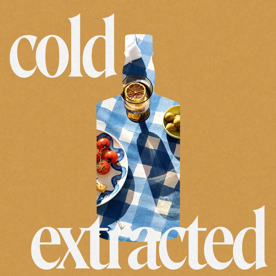 Cold extracted: a bottle-shaped window onto a picnic table