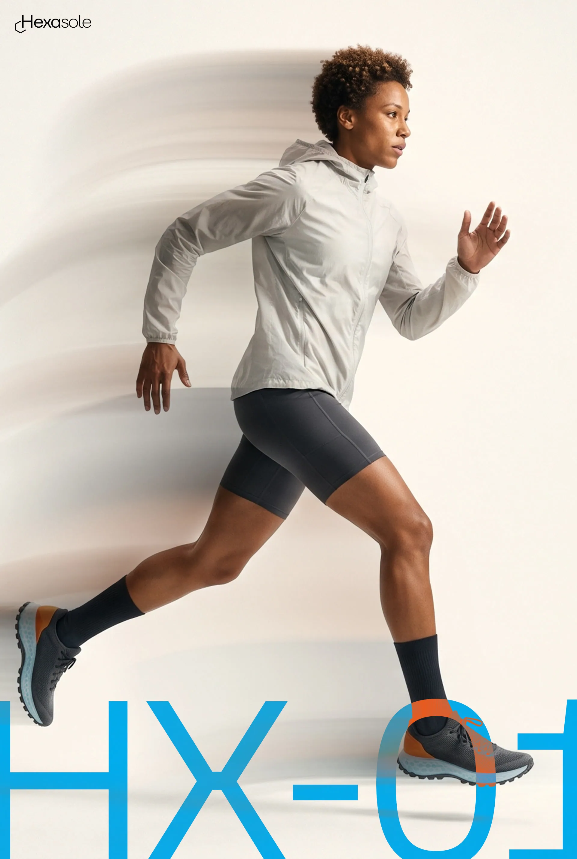 Runner in motion above HX-01 type