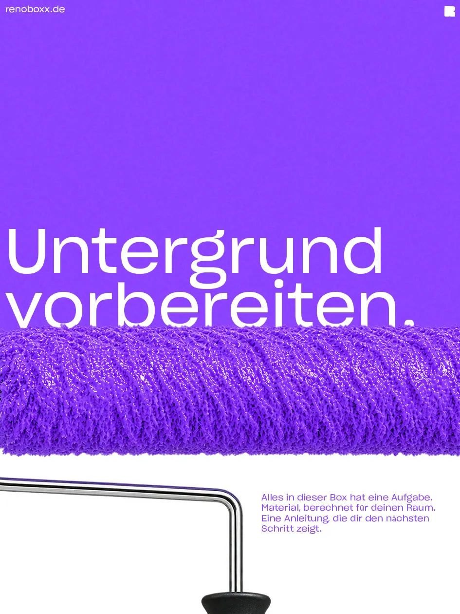 Poster: Untergrund vorbereiten, with a paint roller